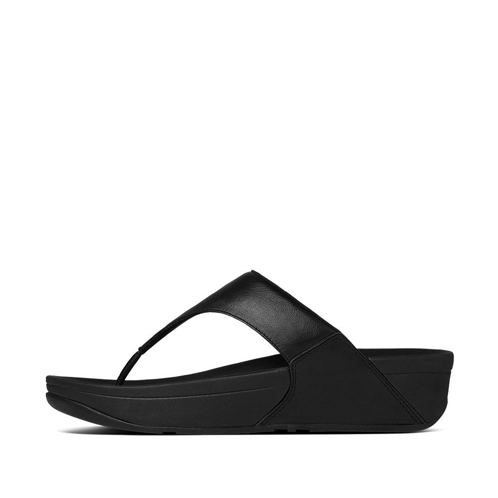 Fitflop Womens Sandals - Lulu Leather Toe-post - Black - 324-IHOTDJ